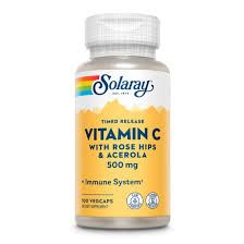 Solaray Vitamin C with Rose Hips & Acerola, Timed Release 500mg - 100 vcaps