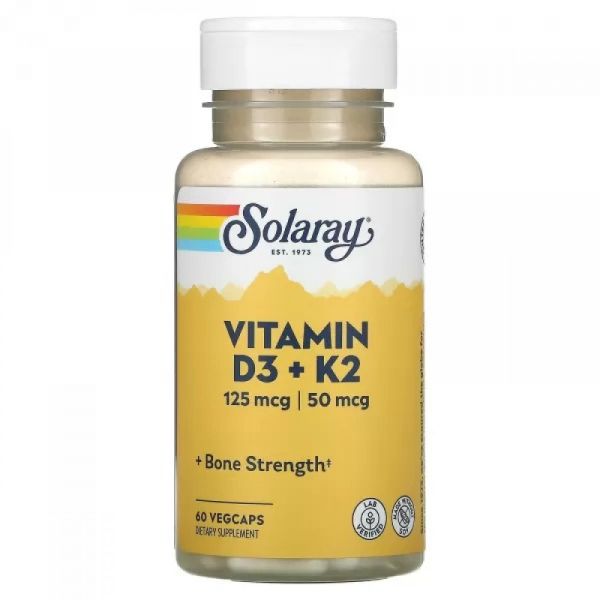 Solaray Vitamin D3 + K2 5000IU - 60 vcaps